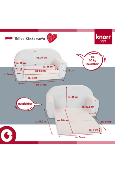 Knorrtoys Canapea extensibila pentru copii, Knorr Toys, umplutura din spuma m...