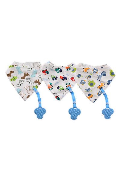 LORELLİ Baveta tip bandana, cu snur si jucarie dentitie, bumbac, Blue