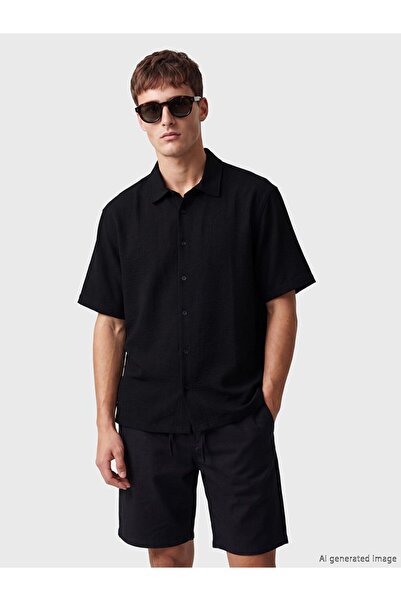 LC Waikiki Lcw Vision Black Regular Fit Dobby Men's Shirt