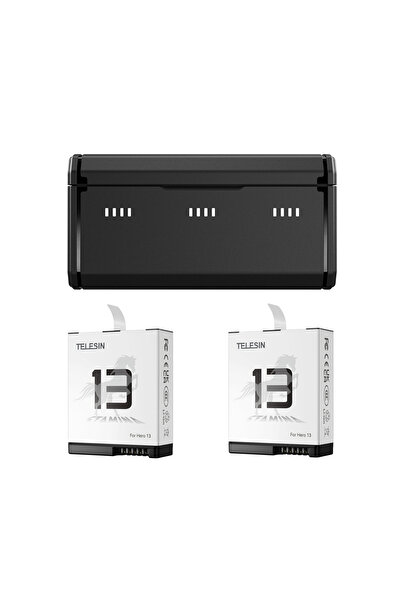 TELESIN GoPro HERO13 Black Uyumlu 3 Slot Şarj Kutusu + 2 Adet Stamina Batarya