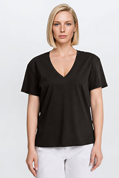 AC&Co / Altınyıldız Classics Γυναικείο μπλουζάκι καφέ 100% βαμβακερό με απαλή...