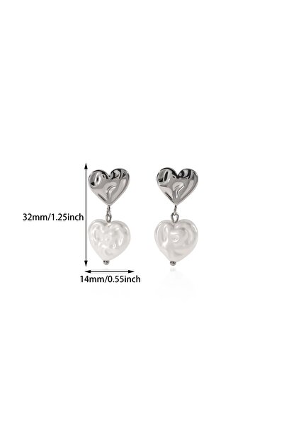 Choice1 P Stainless Steel Heart Pearl Drop Earrings for Women Gold Color Geom...
