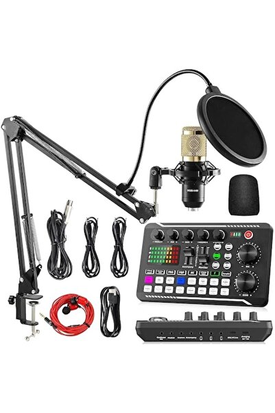 Facmogu Placă de sunet cu microfon de studio și efecte de mixer DJ, schimbăto...