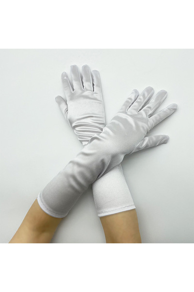 choice2 One Size White 38cm 4 lengths Women Solid Color Satin Wedding Party L...