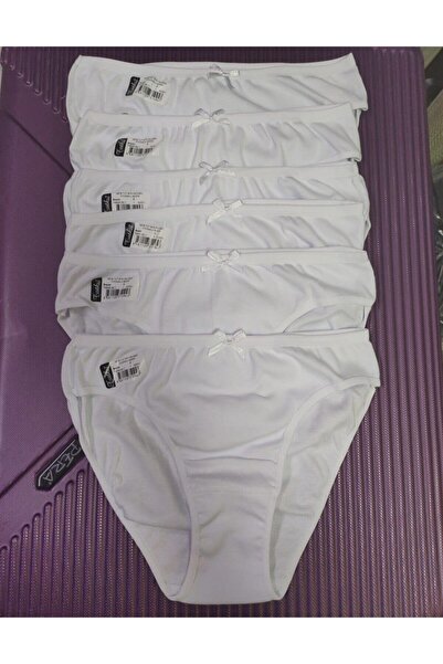 Zulu Ticaret Tutku-Women's White Slim Waist Plain Bikini Panties 6 Pieces