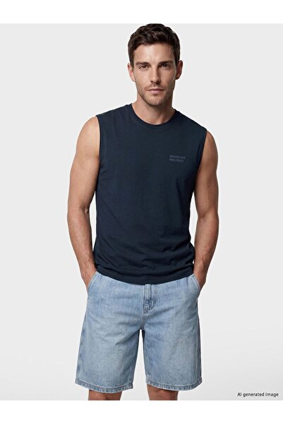 LC Waikiki Lcwaikiki Classic Navy Blue Crew Neck Sleeveless Printed Men's T-S...