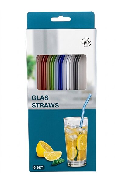 B&D Reusable Glass Drinking Straws Set of 7 with Cleaning Brush – Eco-Friendl...