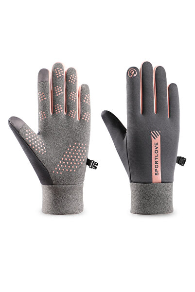 Choice5 Gray Pink-Women Winter Gloves Women Cycling Bike Thermal Fleece Cold ...
