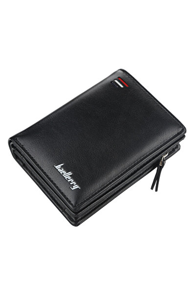 Choice1 Black New Short Men Wallets Zipper Card Holder High Quality Classic M...
