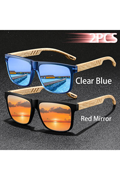 Choice4 نظارات شمسية كلاسيكية فاخرة من ClearBlue-RedMirror مكونة من قطعتين بع...