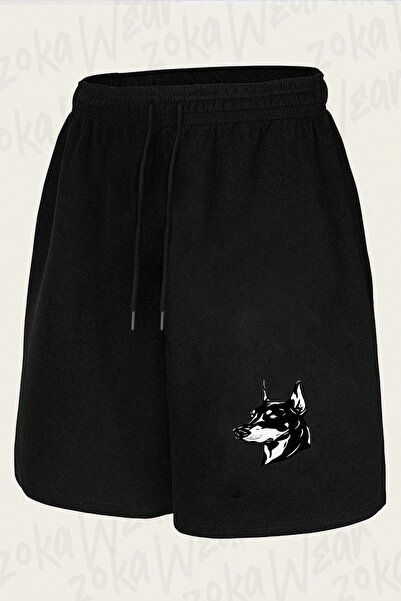 ZOKAWEAR Unisex Doberman Dog Illustration Design Printed Shorts
