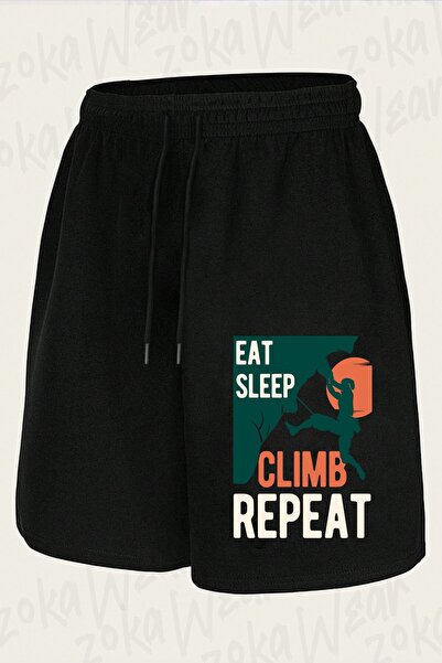 ZOKAWEAR Unisex Eat Sleep Rock Climbing Design Printed Shorts