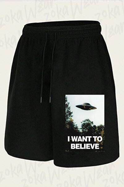 ZOKAWEAR Unisex I Want to Believe Design Printed Shorts
