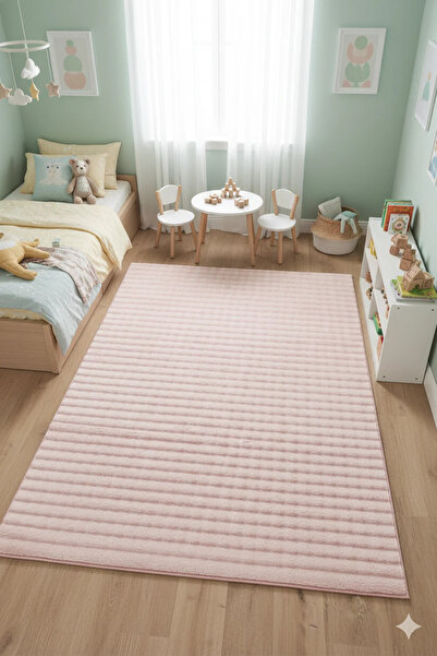 Villadia Home Textile Pembe Bubble Kaymaz Taban Peluş Yolluk Halı Leke Tutmaz...