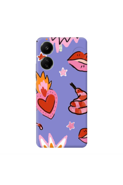 Other Xiaomi Redmi 13C Snake heart Purple Colored Silicone TPU Θήκη