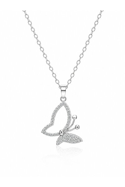 Angelovia Zircon Butterfly Steel Women's Necklace