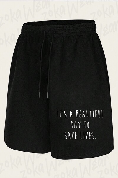 ZOKAWEAR Unisex σορτς με στάμπα Grey's Anatomy Save Lives Design