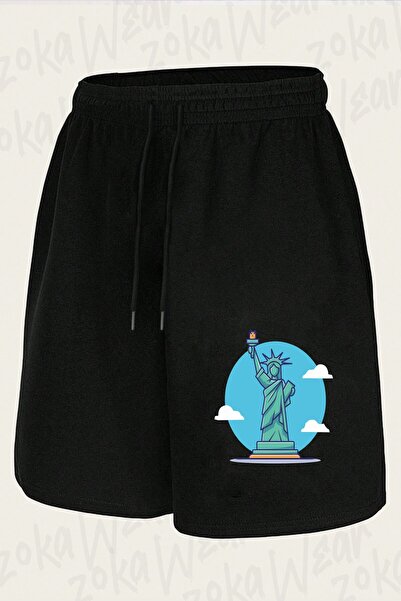 ZOKAWEAR Unisex σορτς με στάμπα με σχέδιο Πύργος της Ελευθερίας