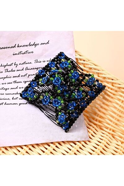 Choice3 3 blue Fashion Hair Comb Claw Bun Ladies Magic Beads Elastic Double B...