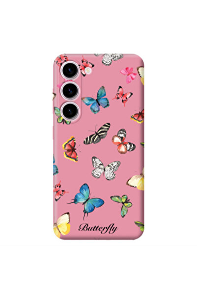 Other Samsung S23 Plus Mixed Butterflys Pink Colored Silicone TPU Θήκη