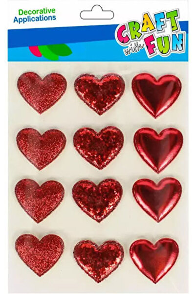 Craft with Fun Stickere Inimi Pufoase 12 Bucăți