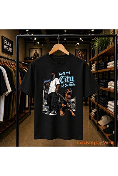 playwear Μπλουζάκι Keep My City με στάμπα, 100% βαμβακερό, oversized, με χαλα...