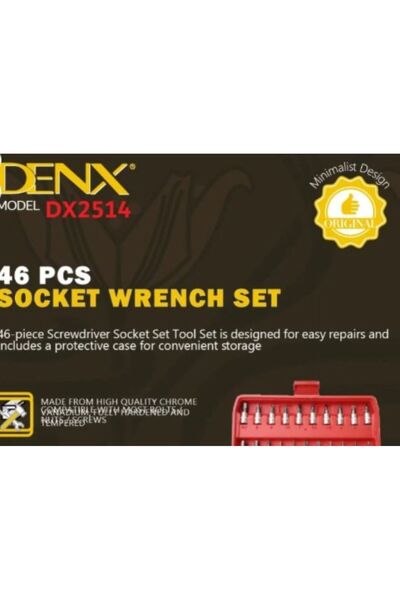 Denx Dx2514 46-Piece Socket Set, Comes in a Durable Red Storage Case