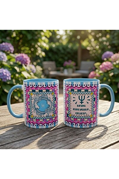 Mood Maker Design Balık Burcu ve Neptün Gezegen Tasarımlı Renkli Porselen Kup...