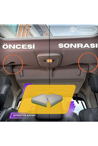 3D Hocası Cam TAVANLI- Rifter/Berlingo/Doblo/Combo/Proace Ara Bölme Seperatör Kapağı Seti –Enjeksiyon Üretim