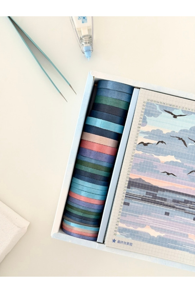Kağıt Gemi Dükkan DIY Sunset Memories Washi Bantlar İle Manzara Tasarlama Seti/Washi Tape/Dekoratif Bant