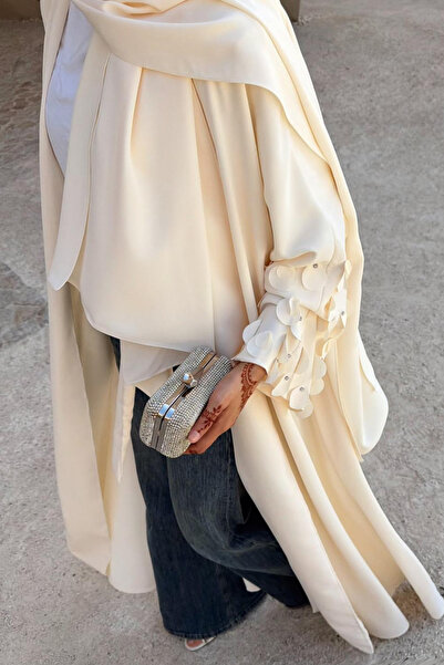 fushya design Kolu Lazer Detaylı Abaya