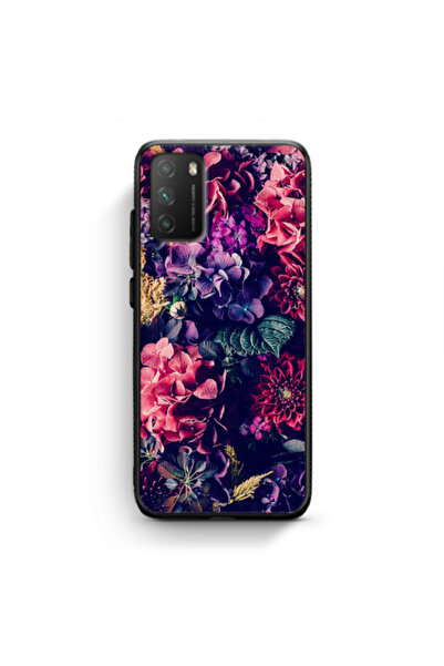 Other Xiaomi Poco M3 Purple and pink flowers Black Glossy Θήκη