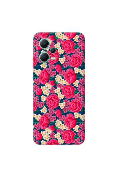 Other Xiaomi Redmi Note 12 Pro Plus 5G Red and pink Flowers Transparent Silic...
