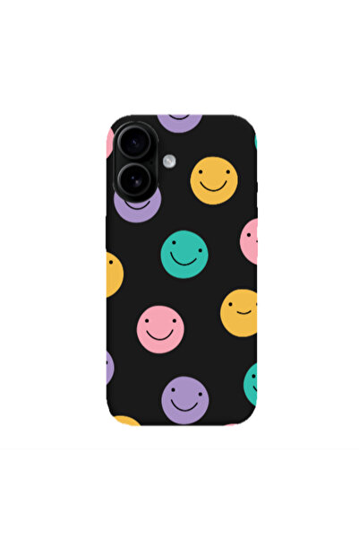 Other Apple Iphone 16 plus Colorful smiles Black Colored Silicone TPU Θήκη