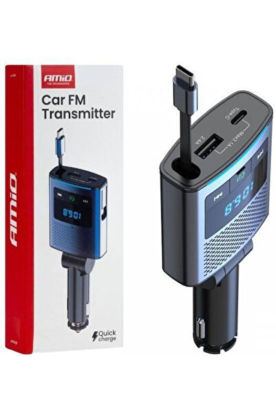 AMIO Πομπός FM αυτοκινήτου με USB Type-C Bluetooth Κωδικός: 04656