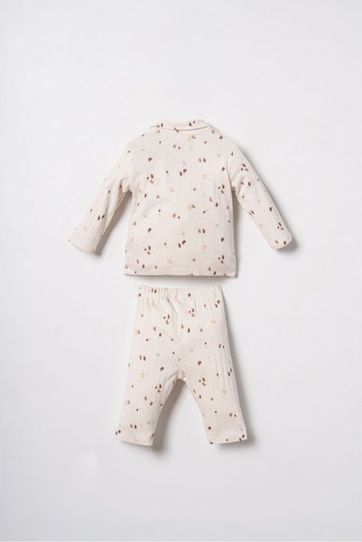 U.S. Polo Assn. Baby Boy Falling Leaves White Shirt Pajama Set Usb3103-C-V1