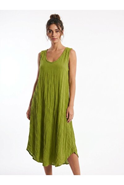 Mulberry Thick Straps Women's Muslin Loose Cut Sleeveless Midi Dress Comforta...