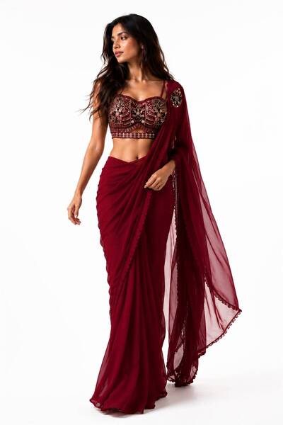 Bella Design Pre-Draped Saree Set