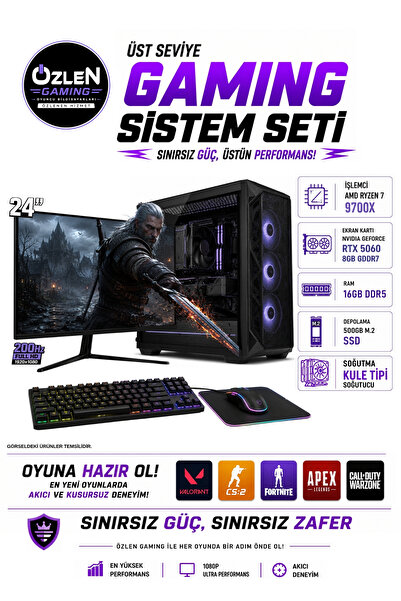 ÖZLEN X19 RYZEN 7 9700X RTX 5060 8GB 16GB DDR5 RAM 500GB M.2 SSD 24'' Full HD...