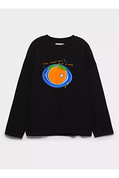 Disante 100% Cotton Oversize Fit You Must Act Printed - Crew Neck Long Sleeve...