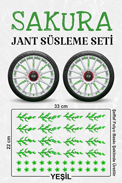 Stikacar SAKURA KİRAZ ÇİÇEĞİ Jant Kaplama Sticker Seti