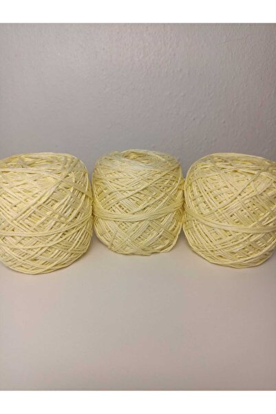 kartopya Limon Sarısı Renkli Koton Örgü İpi 300gr(3x100 Gr)