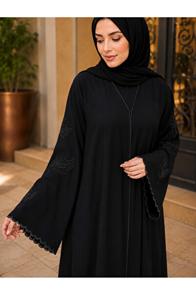 NOUR Abaya Made of Internet Fabric with Wide French Sleeves, Embroidered with...