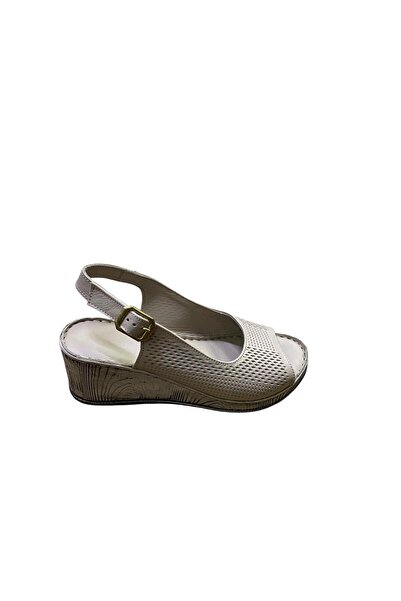Legend Women's Wedge Heel Perforated Inner and Outer Genuine Leather Sandals