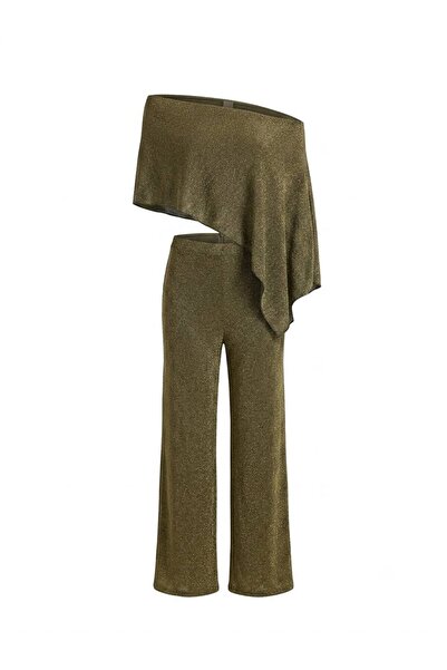 AQUELLA Asymmetrical Khaki Cape Trousers Set