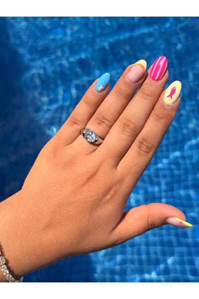 Cadera Jewelry خاتم سيلين بيضاوي الشكل من حجر الزركون قابل للتعديل