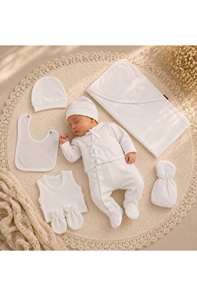 Baby day Premium 7 Piece Newborn Layette Set with Quilted Texture and Delicat...