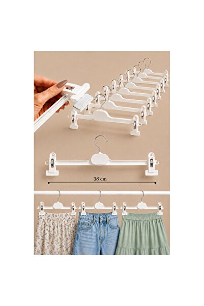 Empressco Set of 10 White Plastic Pants and Skirt Hangers, Practical and Styl...
