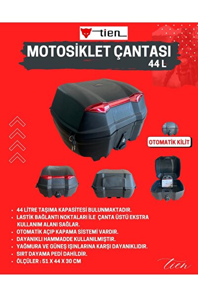 handanca Tien 44 Litre Motosiklet Çantası - Otomatik Kilit - Siyah