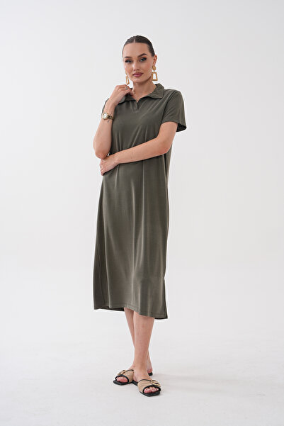 Mega Life Short Sleeve Pique Modal Dress with Collar